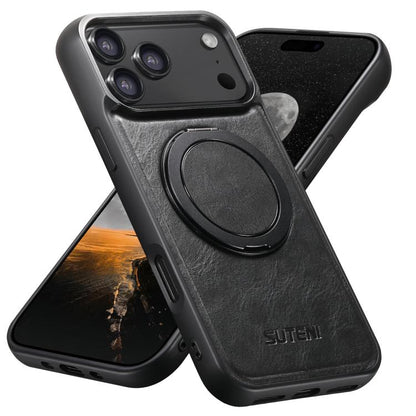 Suteni G3 Oil Wax 360 Rotation Holder MagSafe Back Phone Case, For iPhone 18, For iPhone 18 Pro, For iPhone 18 Pro Max, For iPhone 17 Pro Max, For iPhone 17 Pro, For iPhone 17, For iPhone Air, For iPhone 16 Pro Max