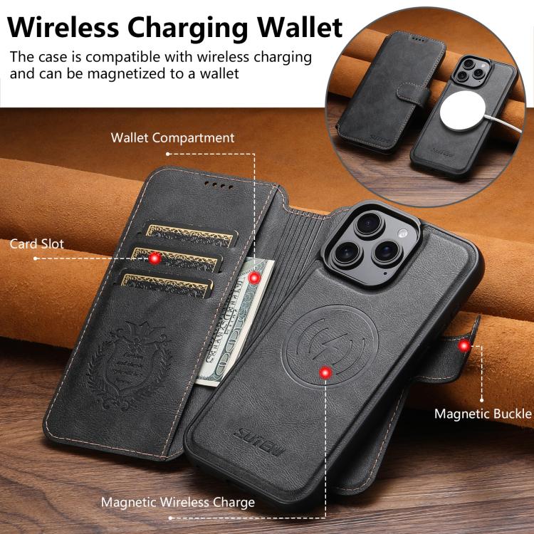 Suteni Q05 2-in-1 Multi-function Detachable Wallet MagSafe Phone Case, For iPhone 14, For iPhone 14 Pro, For iPhone 14 Pro Max, For iPhone 13 Pro Max, For iPhone 13 Pro, For iPhone 13, For iPhone 12, For iPhone 12 Pro Max