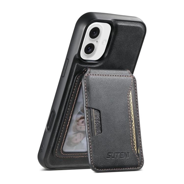 Suteni M3 Card Bag MagSafe Cowhide Texture Leather Phone Case, For iPhone 17 Pro Max, For iPhone 17 Pro, For iPhone 17, For iPhone Air, For iPhone 16 Pro Max, For iPhone 16 Pro, For iPhone 16 Plus, For iPhone 16