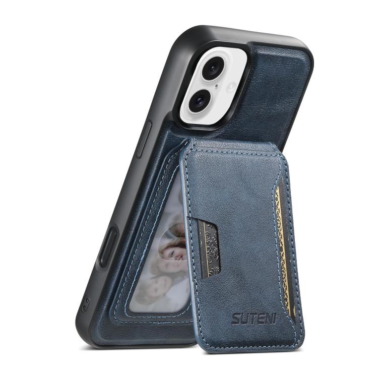 Suteni M3 Card Bag MagSafe Cowhide Texture Leather Phone Case, For iPhone 17 Pro Max, For iPhone 17 Pro, For iPhone 17, For iPhone Air, For iPhone 16 Pro Max, For iPhone 16 Pro, For iPhone 16 Plus, For iPhone 16
