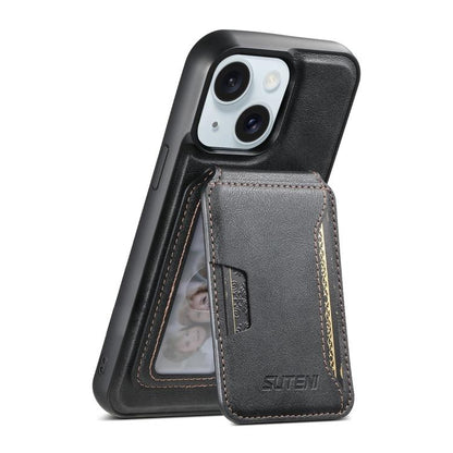 Suteni M3 Card Bag MagSafe Cowhide Texture Leather Phone Case, For iPhone 15 Pro Max, For iPhone 15 Pro, For iPhone 15 Plus, For iPhone 15, For iPhone 14 Plus, For iPhone 14, For iPhone 14 Pro, For iPhone 14 Pro Max