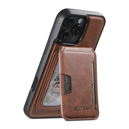 Suteni M3 Card Bag MagSafe Cowhide Texture Leather Phone Case, For iPhone 14, For iPhone 14 Pro, For iPhone 14 Pro Max, For iPhone 13 Pro Max, For iPhone 13 Pro, For iPhone 13, For iPhone 12, For iPhone 12 Pro Max