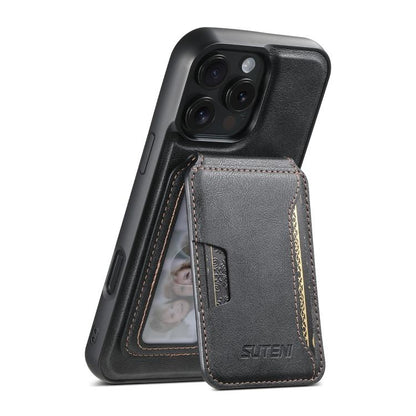 Suteni M3 Card Bag MagSafe Cowhide Texture Leather Phone Case, For iPhone 14, For iPhone 14 Pro, For iPhone 14 Pro Max, For iPhone 13 Pro Max, For iPhone 13 Pro, For iPhone 13, For iPhone 12, For iPhone 12 Pro Max