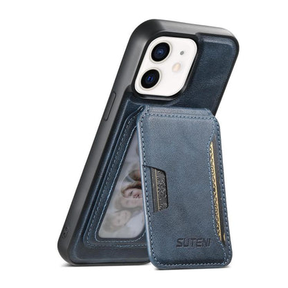 Suteni M3 Card Bag MagSafe Cowhide Texture Leather Phone Case, For iPhone 14, For iPhone 14 Pro, For iPhone 14 Pro Max, For iPhone 13 Pro Max, For iPhone 13 Pro, For iPhone 13, For iPhone 12, For iPhone 12 Pro Max