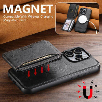 Suteni M3 Card Bag MagSafe Cowhide Texture Leather Phone Case, For iPhone 12 Pro