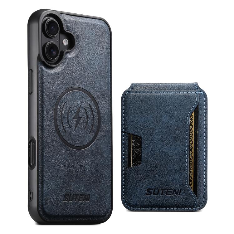 Suteni M3 Card Bag MagSafe Cowhide Texture Leather Phone Case, For iPhone 18, For iPhone 18 Pro, For iPhone 18 Pro Max, For iPhone 17 Pro Max, For iPhone 17 Pro, For iPhone 17, For iPhone Air, For iPhone 16 Pro Max