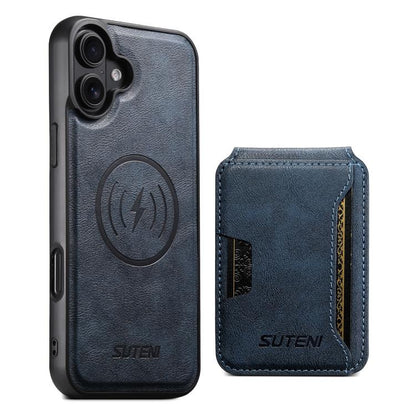 Suteni M3 Card Bag MagSafe Cowhide Texture Leather Phone Case, For iPhone 18, For iPhone 18 Pro, For iPhone 18 Pro Max, For iPhone 17 Pro Max, For iPhone 17 Pro, For iPhone 17, For iPhone Air, For iPhone 16 Pro Max