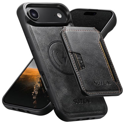 Suteni M3 Card Bag MagSafe Cowhide Texture Leather Phone Case, For iPhone 18, For iPhone 18 Pro, For iPhone 18 Pro Max, For iPhone 17 Pro Max, For iPhone 17 Pro, For iPhone 17, For iPhone Air, For iPhone 16 Pro Max