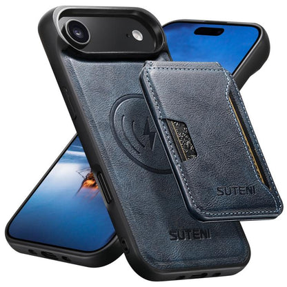 Suteni M3 Card Bag MagSafe Cowhide Texture Leather Phone Case, For iPhone 18, For iPhone 18 Pro, For iPhone 18 Pro Max, For iPhone 17 Pro Max, For iPhone 17 Pro, For iPhone 17, For iPhone Air, For iPhone 16 Pro Max