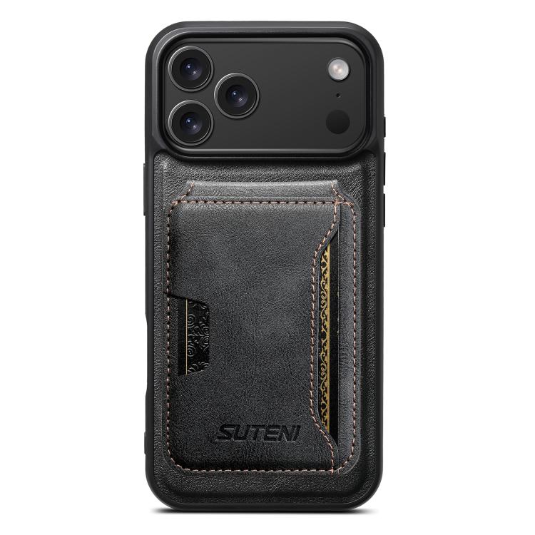 Suteni M3 Card Bag MagSafe Cowhide Texture Leather Phone Case, For iPhone 18, For iPhone 18 Pro, For iPhone 18 Pro Max, For iPhone 17 Pro Max, For iPhone 17 Pro, For iPhone 17, For iPhone Air, For iPhone 16 Pro Max