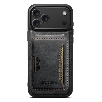 Suteni M3 Card Bag MagSafe Cowhide Texture Leather Phone Case, For iPhone 18, For iPhone 18 Pro, For iPhone 18 Pro Max, For iPhone 17 Pro Max, For iPhone 17 Pro, For iPhone 17, For iPhone Air, For iPhone 16 Pro Max