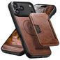 Suteni M3 Card Bag MagSafe Cowhide Texture Leather Phone Case, For iPhone 18, For iPhone 18 Pro, For iPhone 18 Pro Max, For iPhone 17 Pro Max, For iPhone 17 Pro, For iPhone 17, For iPhone Air, For iPhone 16 Pro Max