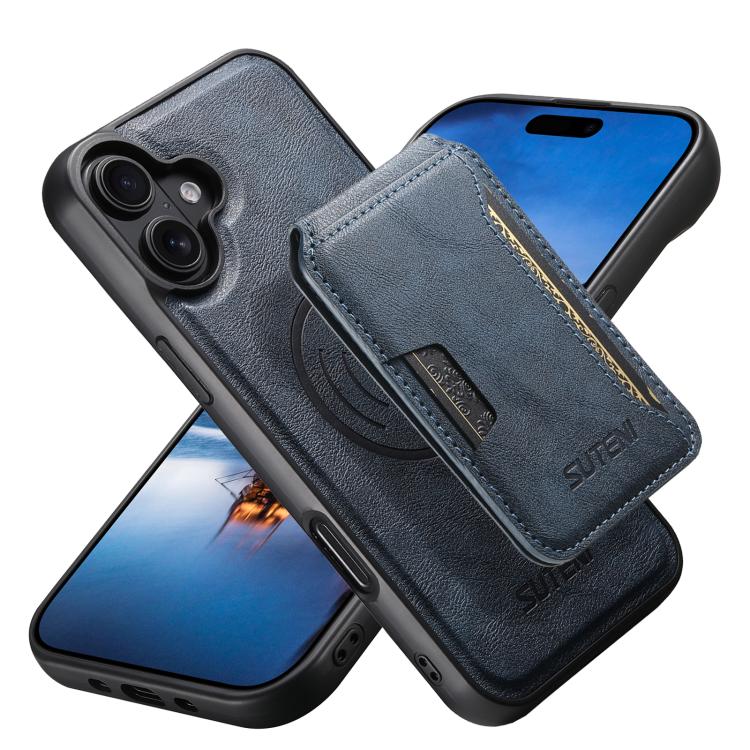 Suteni M3 Card Bag MagSafe Cowhide Texture Leather Phone Case, For iPhone 18, For iPhone 18 Pro, For iPhone 18 Pro Max, For iPhone 17 Pro Max, For iPhone 17 Pro, For iPhone 17, For iPhone Air, For iPhone 16 Pro Max