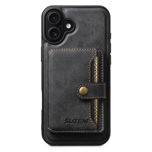 Suteni M4 Magnetic Card Bag MagSafe Leather Phone Case, For iPhone 16 Plus, For iPhone 16, For iPhone 15 Pro Max, For iPhone 15 Pro, For iPhone 15 Plus, For iPhone 15, For iPhone 14 Plus, For iPhone 14