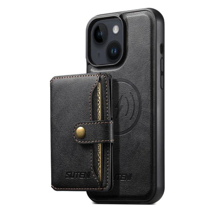 Suteni M4 Magnetic Card Bag MagSafe Leather Phone Case, For iPhone 14, For iPhone 14 Pro, For iPhone 14 Pro Max, For iPhone 13 Pro Max, For iPhone 13 Pro, For iPhone 13, For iPhone 12, For iPhone 12 Pro Max