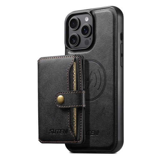Suteni M4 Magnetic Card Bag MagSafe Leather Phone Case, For iPhone 14 Pro, For iPhone 14 Pro Max, For iPhone 13 Pro Max, For iPhone 13 Pro, For iPhone 13, For iPhone 12, For iPhone 12 Pro Max, For iPhone 12 Pro