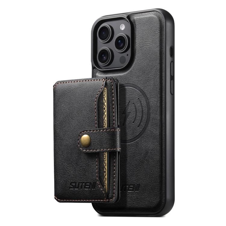 Suteni M4 Magnetic Card Bag MagSafe Leather Phone Case, For iPhone 12 Pro