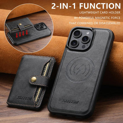 Suteni M4 Magnetic Card Bag MagSafe Leather Phone Case, For iPhone 12 Pro