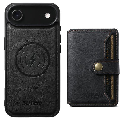 Suteni M4 Magnetic Card Bag MagSafe Leather Phone Case, For iPhone 18, For iPhone 18 Pro, For iPhone 18 Pro Max, For iPhone 17 Pro Max, For iPhone 17 Pro, For iPhone 17, For iPhone Air, For iPhone 16 Pro Max