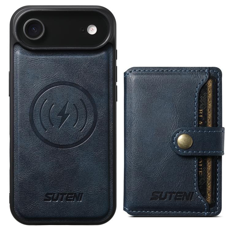 Suteni M4 Magnetic Card Bag MagSafe Leather Phone Case, For iPhone 18, For iPhone 18 Pro, For iPhone 18 Pro Max, For iPhone 17 Pro Max, For iPhone 17 Pro, For iPhone 17, For iPhone Air, For iPhone 16 Pro Max