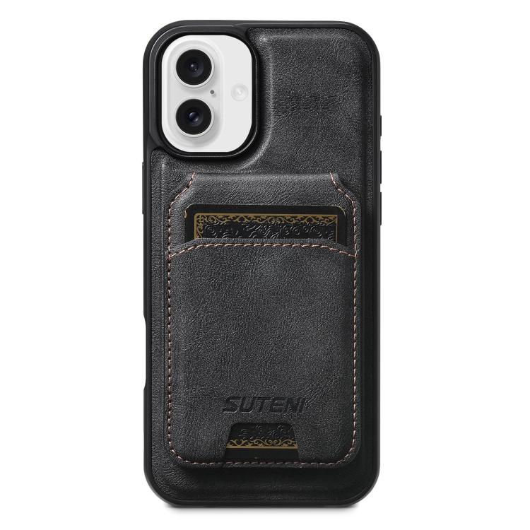 Suteni M5 Magnetic Card Bag MagSafe Cowhide Texture Leather Phone Case, For iPhone 16 Pro, For iPhone 16 Plus, For iPhone 16, For iPhone 15 Pro Max, For iPhone 15 Pro, For iPhone 15 Plus, For iPhone 15, For iPhone 14 Plus