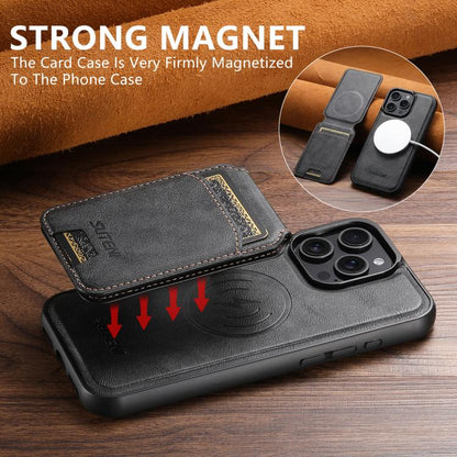 Suteni M5 Magnetic Card Bag MagSafe Cowhide Texture Leather Phone Case, For iPhone 14, For iPhone 14 Pro, For iPhone 14 Pro Max, For iPhone 13 Pro Max, For iPhone 13 Pro, For iPhone 13, For iPhone 12, For iPhone 12 Pro Max