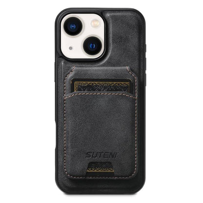Suteni M5 Magnetic Card Bag MagSafe Cowhide Texture Leather Phone Case, For iPhone 14, For iPhone 14 Pro, For iPhone 14 Pro Max, For iPhone 13 Pro Max, For iPhone 13 Pro, For iPhone 13, For iPhone 12, For iPhone 12 Pro Max