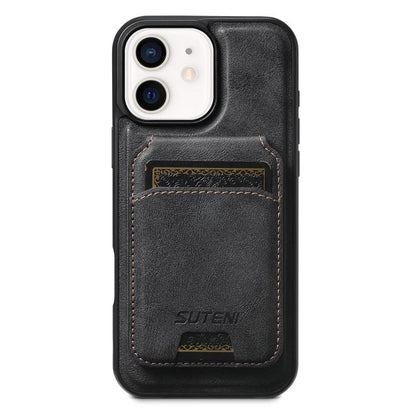 Suteni M5 Magnetic Card Bag MagSafe Cowhide Texture Leather Phone Case, For iPhone 14, For iPhone 14 Pro, For iPhone 14 Pro Max, For iPhone 13 Pro Max, For iPhone 13 Pro, For iPhone 13, For iPhone 12, For iPhone 12 Pro Max