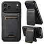 Suteni M5 Magnetic Card Bag MagSafe Cowhide Texture Leather Phone Case, For iPhone 18, For iPhone 18 Pro, For iPhone 18 Pro Max, For iPhone 17 Pro Max, For iPhone 17 Pro, For iPhone 17, For iPhone Air, For iPhone 16 Pro Max