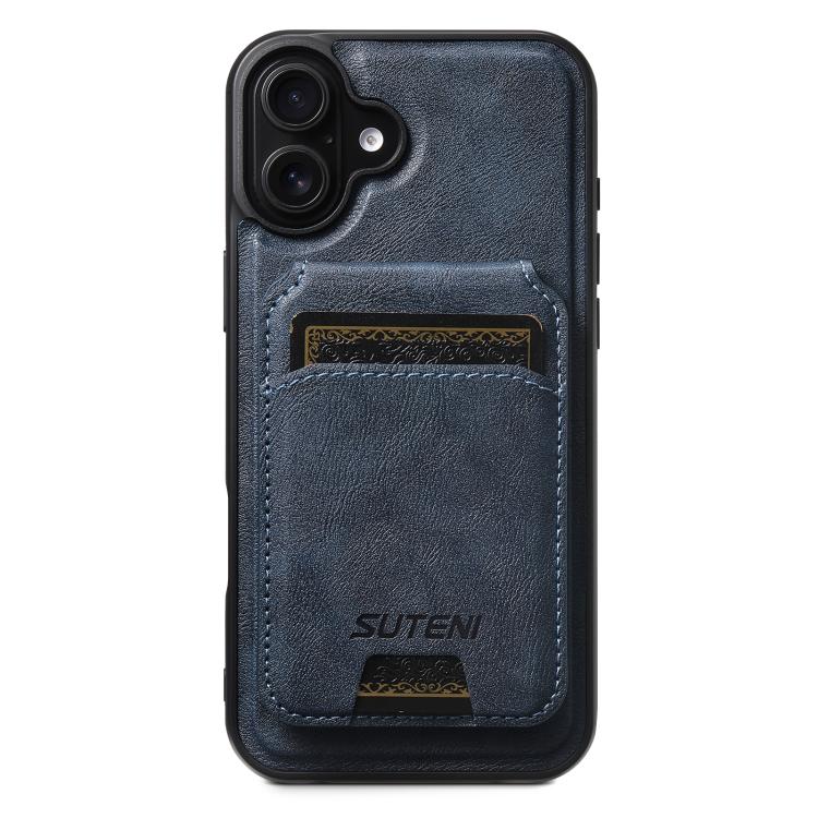Suteni M5 Magnetic Card Bag MagSafe Cowhide Texture Leather Phone Case, For iPhone 18, For iPhone 18 Pro, For iPhone 18 Pro Max, For iPhone 17 Pro Max, For iPhone 17 Pro, For iPhone 17, For iPhone Air, For iPhone 16 Pro Max
