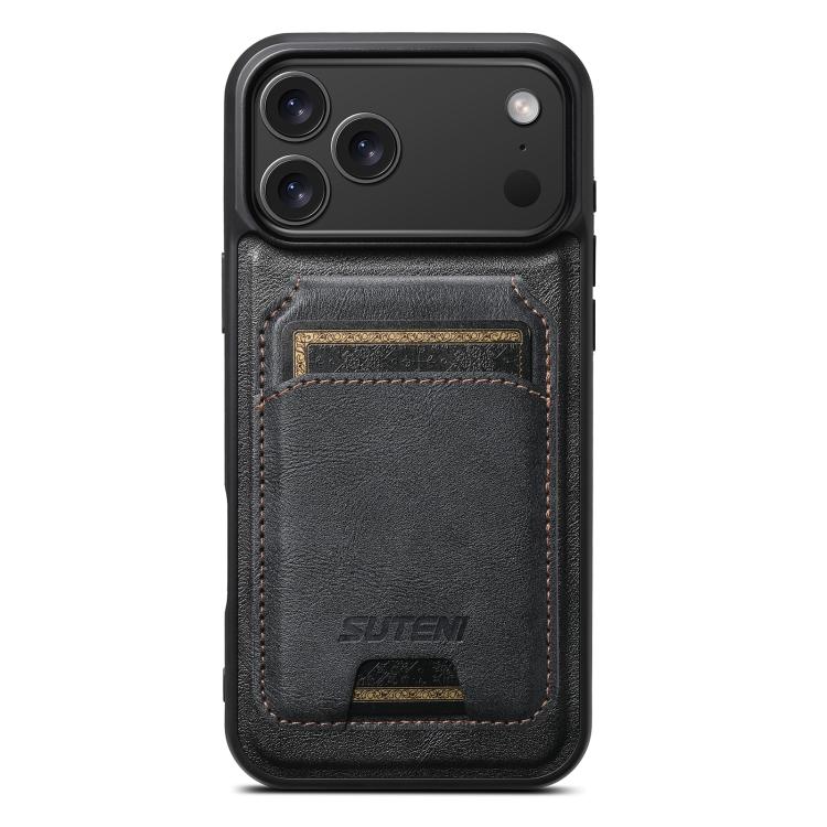 Suteni M5 Magnetic Card Bag MagSafe Cowhide Texture Leather Phone Case, For iPhone 18, For iPhone 18 Pro, For iPhone 18 Pro Max, For iPhone 17 Pro Max, For iPhone 17 Pro, For iPhone 17, For iPhone Air, For iPhone 16 Pro Max
