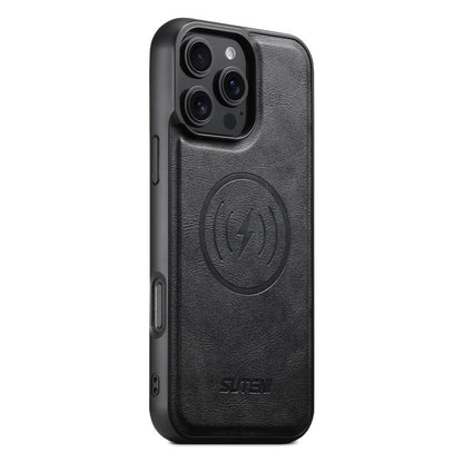 Suteni G5 Cowhide Leather MagSafe Magnetic Phone Case, For iPhone 18, For iPhone 18 Pro, For iPhone 18 Pro Max, For iPhone 17 Pro Max, For iPhone 17 Pro, For iPhone 17, For iPhone Air, For iPhone 16 Pro Max