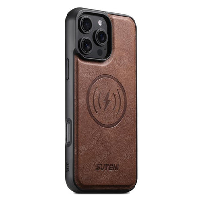Suteni G5 Cowhide Leather MagSafe Magnetic Phone Case, For iPhone 18, For iPhone 18 Pro, For iPhone 18 Pro Max, For iPhone 17 Pro Max, For iPhone 17 Pro, For iPhone 17, For iPhone Air, For iPhone 16 Pro Max