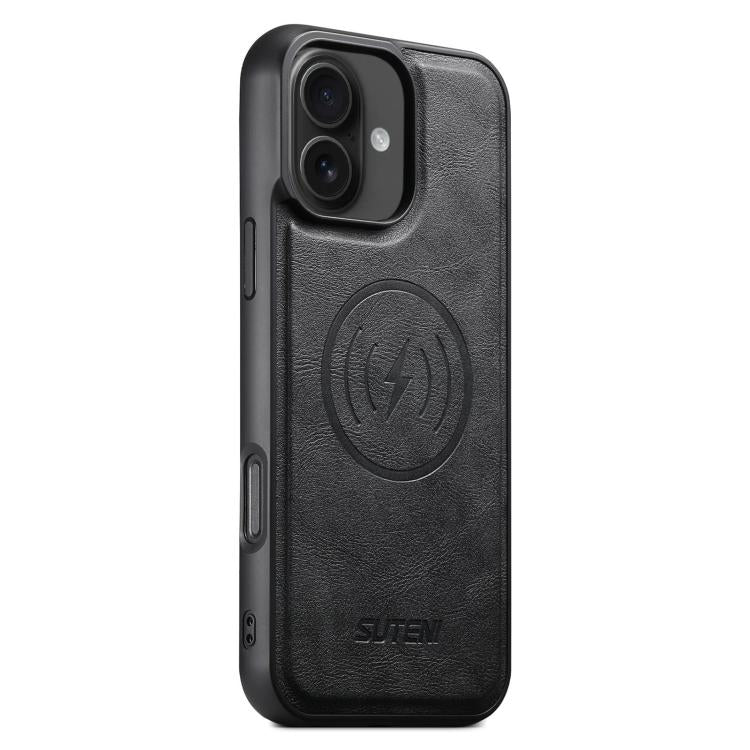 Suteni G5 Cowhide Leather MagSafe Magnetic Phone Case, For iPhone 16 Pro, For iPhone 16 Plus, For iPhone 16, For iPhone 15 Pro Max, For iPhone 15 Pro, For iPhone 15 Plus, For iPhone 15, For iPhone 14 Plus