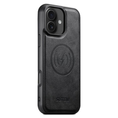 Suteni G5 Cowhide Leather MagSafe Magnetic Phone Case, For iPhone 16 Pro, For iPhone 16 Plus, For iPhone 16, For iPhone 15 Pro Max, For iPhone 15 Pro, For iPhone 15 Plus, For iPhone 15, For iPhone 14 Plus