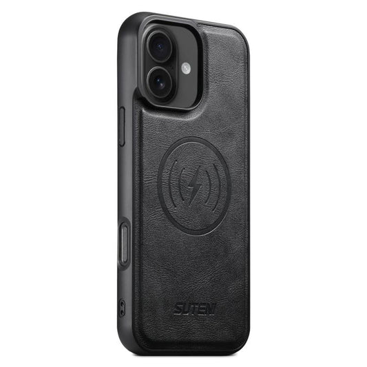 Suteni G5 Cowhide Leather MagSafe Magnetic Phone Case, For iPhone 16 Plus, For iPhone 16, For iPhone 15 Pro Max, For iPhone 15 Pro, For iPhone 15 Plus, For iPhone 15, For iPhone 14 Plus, For iPhone 14