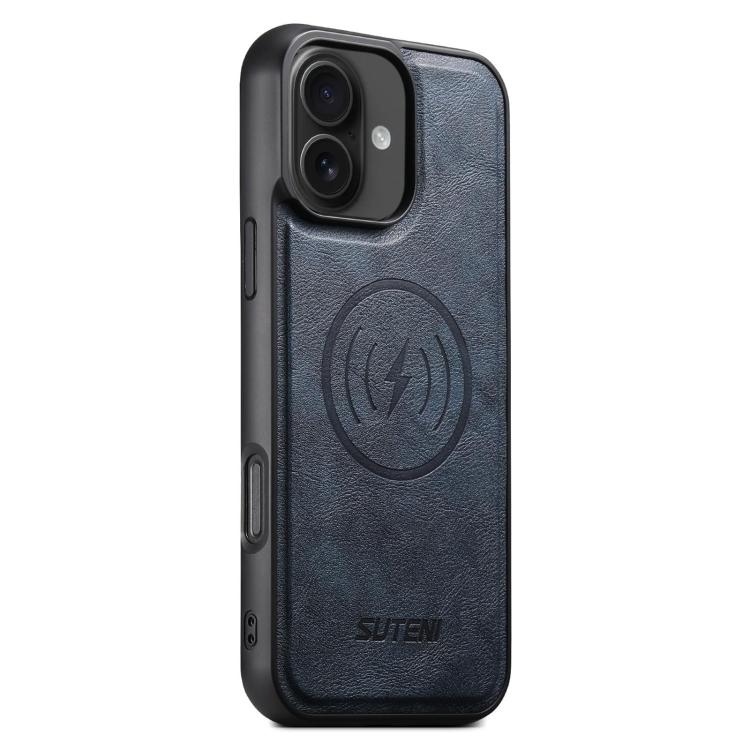 Suteni G5 Cowhide Leather MagSafe Magnetic Phone Case, For iPhone 16 Pro, For iPhone 16 Plus, For iPhone 16, For iPhone 15 Pro Max, For iPhone 15 Pro, For iPhone 15 Plus, For iPhone 15, For iPhone 14 Plus