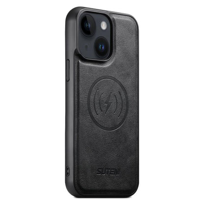 Suteni G5 Cowhide Leather MagSafe Magnetic Phone Case, For iPhone 16 Pro, For iPhone 16 Plus, For iPhone 16, For iPhone 15 Pro Max, For iPhone 15 Pro, For iPhone 15 Plus, For iPhone 15, For iPhone 14 Plus