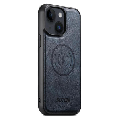 Suteni G5 Cowhide Leather MagSafe Magnetic Phone Case, For iPhone 16 Pro, For iPhone 16 Plus, For iPhone 16, For iPhone 15 Pro Max, For iPhone 15 Pro, For iPhone 15 Plus, For iPhone 15, For iPhone 14 Plus