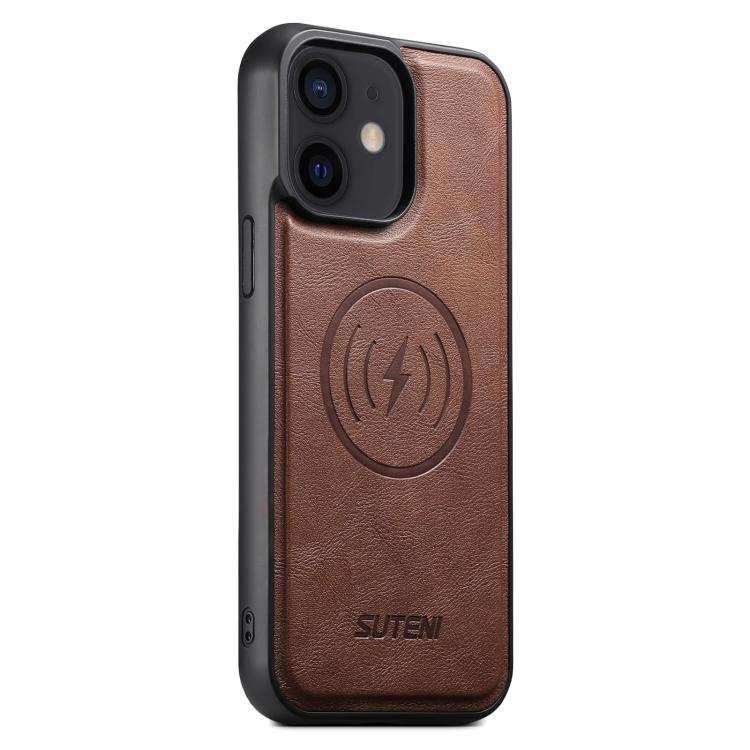 Suteni G5 Cowhide Leather MagSafe Magnetic Phone Case, For iPhone 14, For iPhone 14 Pro, For iPhone 14 Pro Max, For iPhone 13 Pro Max, For iPhone 13 Pro, For iPhone 13, For iPhone 12, For iPhone 12 Pro Max