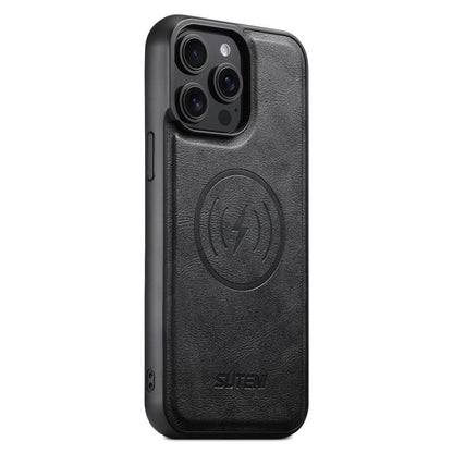 Suteni G5 Cowhide Leather MagSafe Magnetic Phone Case, For iPhone 12 Pro