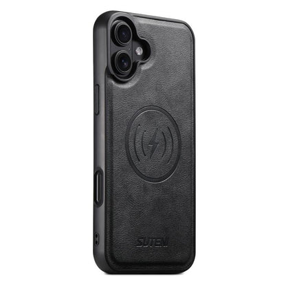 Suteni G5 Cowhide Leather MagSafe Magnetic Phone Case, For iPhone 18, For iPhone 18 Pro, For iPhone 18 Pro Max, For iPhone 17 Pro Max, For iPhone 17 Pro, For iPhone 17, For iPhone Air, For iPhone 16 Pro Max