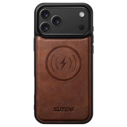 Suteni G5 Cowhide Leather MagSafe Magnetic Phone Case, For iPhone 18, For iPhone 18 Pro, For iPhone 18 Pro Max, For iPhone 17 Pro Max, For iPhone 17 Pro, For iPhone 17, For iPhone Air, For iPhone 16 Pro Max