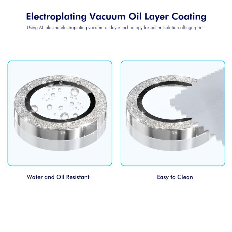 ENKAY Hat-Prince Glitter Rear Camera Lens Aluminium Alloy Ring Tempered Glass Film, For iPhone 16e