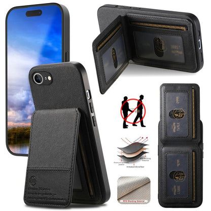 Twill Fabric Leather Vertical Flip RFID Card Bag Phone Case, For iPhone 17e / 16e, For iPhone 17 Pro Max, For iPhone 17 Pro