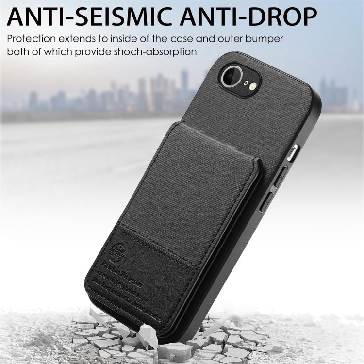 Twill Fabric Leather Vertical Flip RFID Card Bag Phone Case, For iPhone 17e / 16e, For iPhone 17 Pro Max, For iPhone 17 Pro