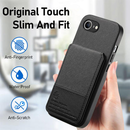 Twill Fabric Leather Vertical Flip RFID Card Bag Phone Case, For iPhone 17e / 16e, For iPhone 17 Pro Max, For iPhone 17 Pro