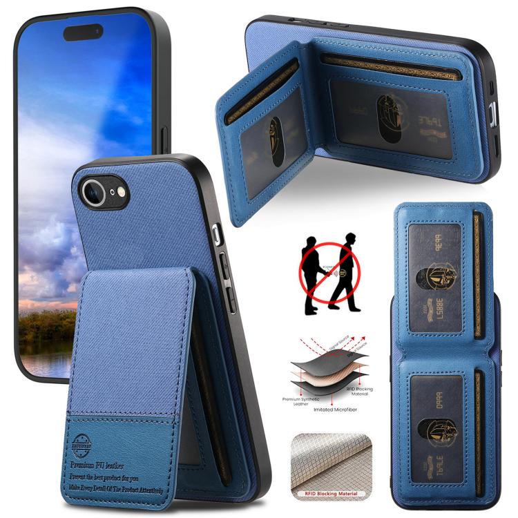 Twill Fabric Leather Vertical Flip RFID Card Bag Phone Case, For iPhone 17e / 16e, For iPhone 17 Pro Max, For iPhone 17 Pro