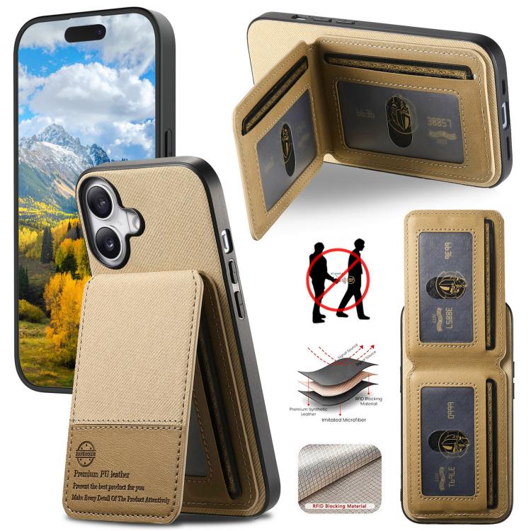Twill Fabric Leather Vertical Flip RFID Card Bag Phone Case