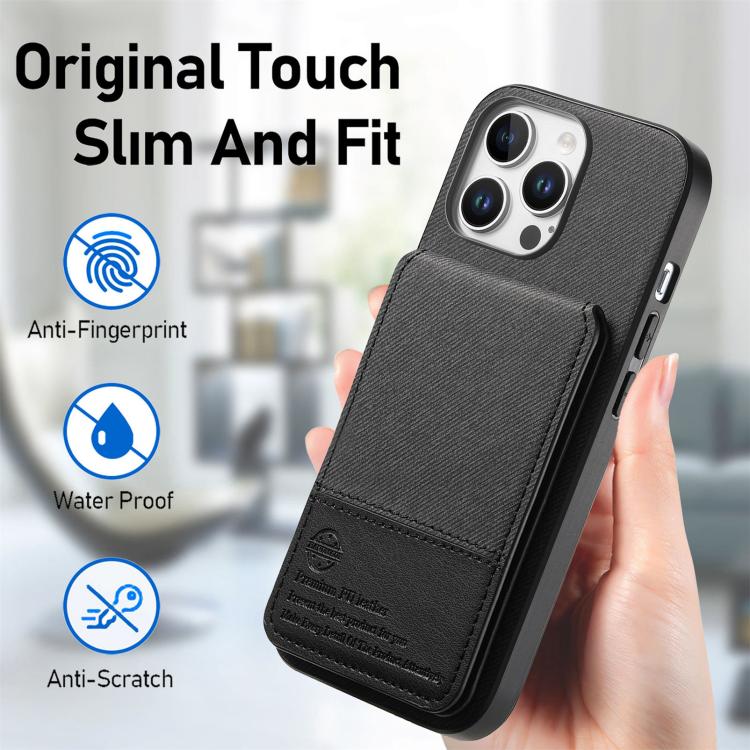 Twill Fabric Leather Vertical Flip RFID Card Bag Phone Case